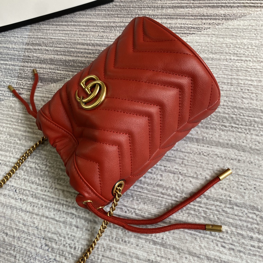 Gucci GG Marmont Mini Bucket Bag Shoulder Bag 575163 Red